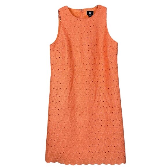 W By Worth Circle Dot Textured Sleeveless Cocktail Dress Peach Orange Size 4 - Picture 10 of 10